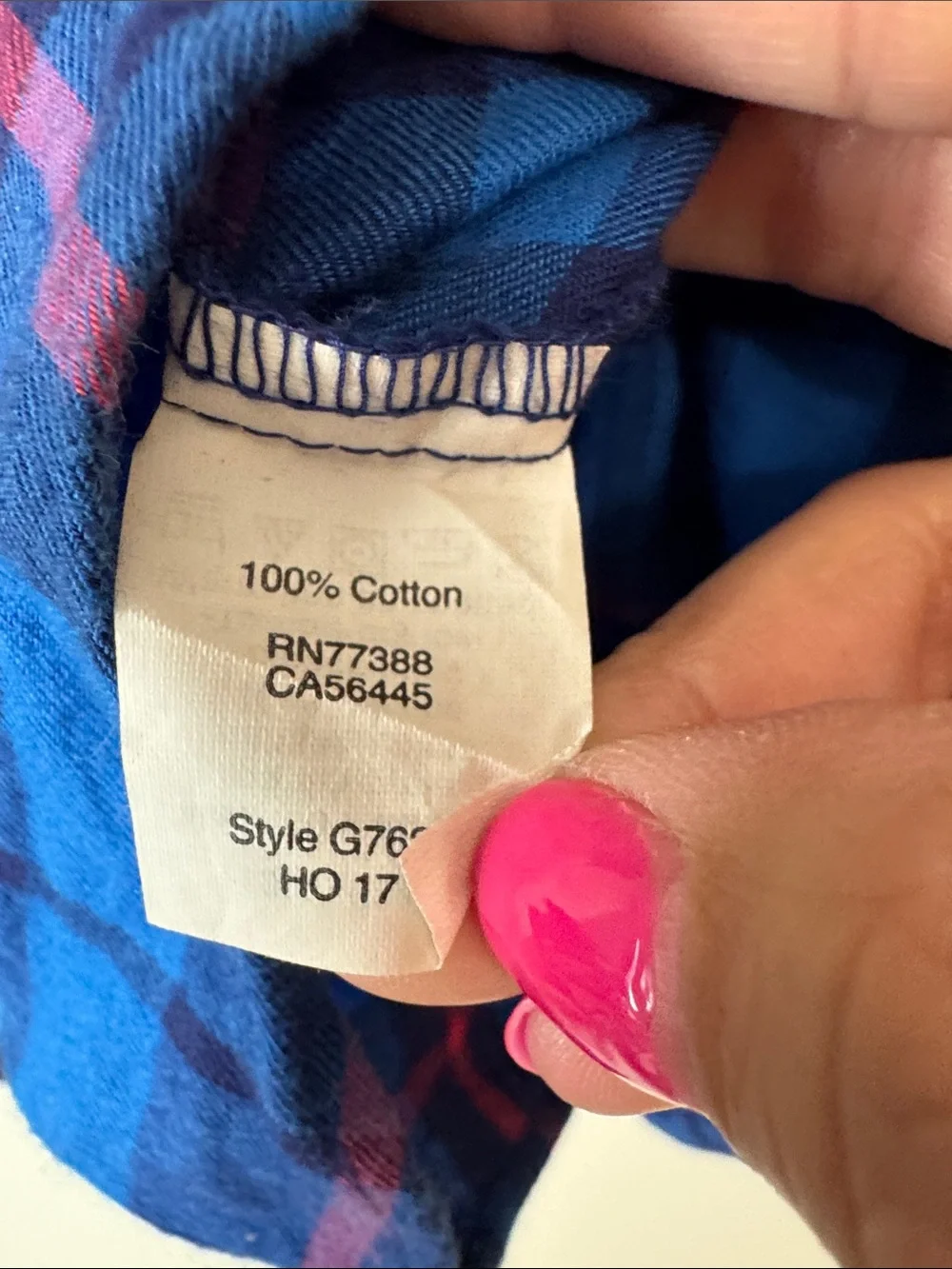 J. Crew Bright Blue Plaid Button-Down w/ Red Stripes Boy fit 100% cotton sz LG